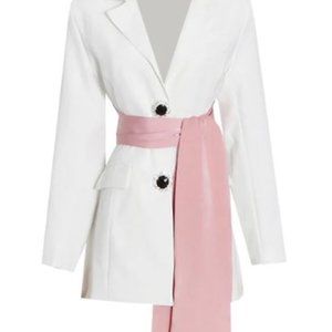 Lina Pink Bow Blazer (White)